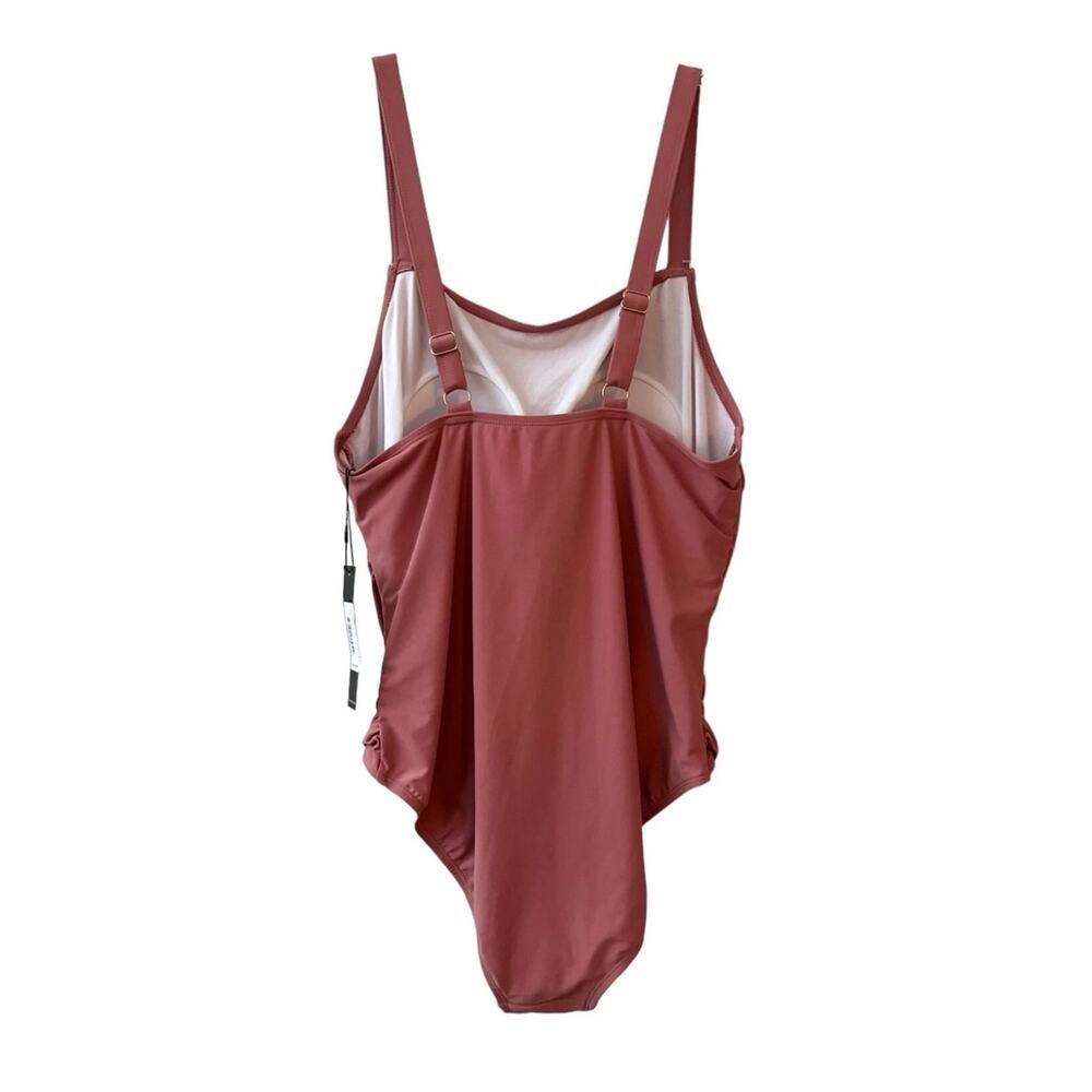 Catherine Malandrino 1X Swimsuit One Piece Mesa Rose Ruched Sides NWT $120 Plus - Picture 2 of 6